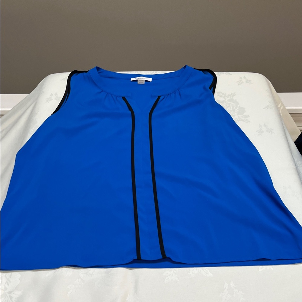Calvin Klein Collection Royal Blue Blouse with Black Accents